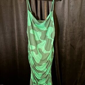 Ava & Viv Green Camouflage Maxi Dress